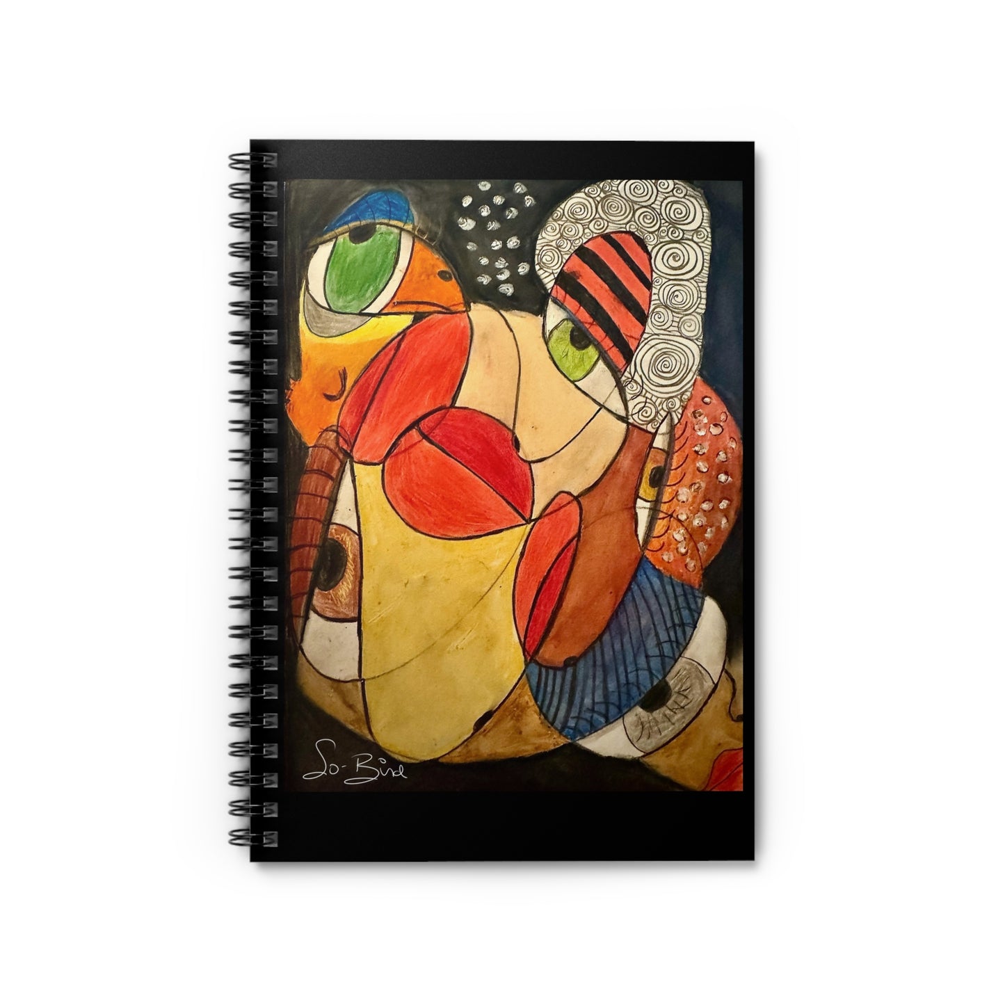 The Spiral Notebook - Ruled Line 'It’s a we thing. In recovery we don’t have to do this alone' Journal by Printify features abstract, colorful cover art, perfect for tracking sobriety milestones or gratitude journaling. Artist’s signature at bottom left.