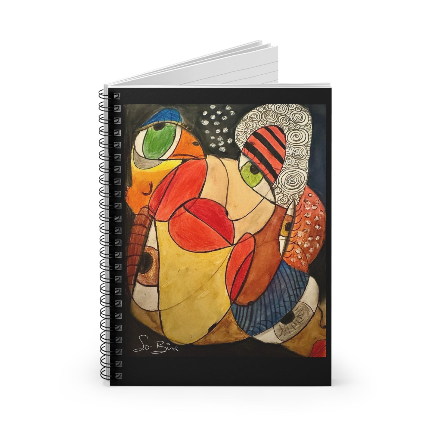 The Printify Spiral Notebook - Ruled Line 'It’s a we thing. In recovery we don’t have to do this alone' Journal features a vibrant, abstract cover—ideal for gratitude journaling or tracking sobriety milestones.