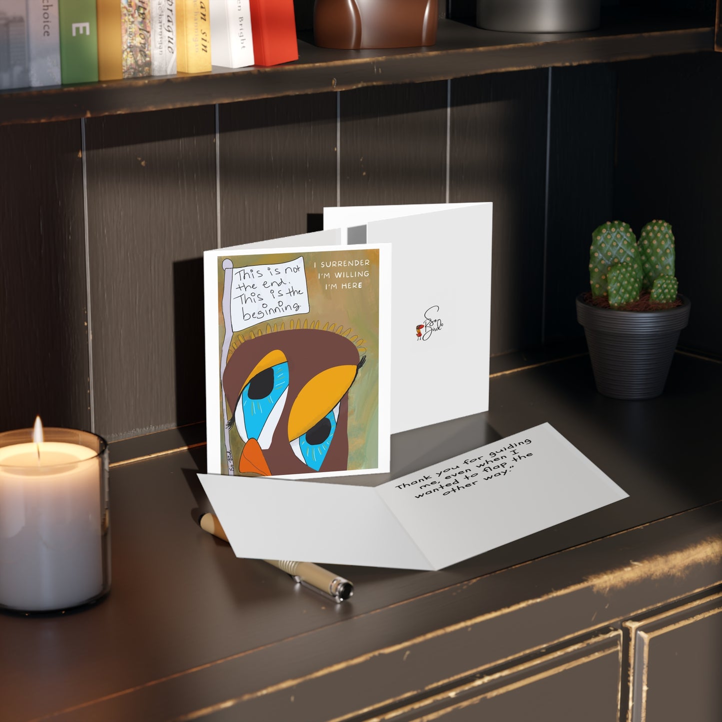 Printify’s "Greeting Cards - I Surrender - I am here - I am willing - Helping us Step by Step Recovery Set" features supportive designs, perfect for expressing appreciation and encouragement during tough times. Available in sets of 8, 16, or 24 cards.