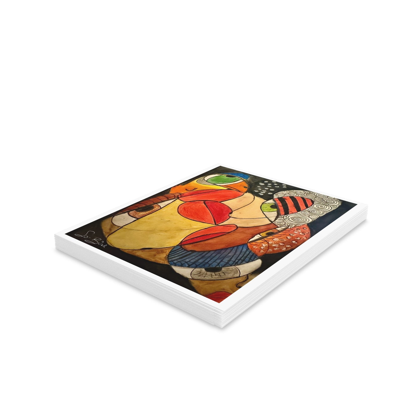 The Greeting Card Set - 'We' Thing Friends in Recovery BLANK by Printify features vibrant, abstract designs with bold colors—perfect for a thoughtful and supportive recovery gift on any occasion.