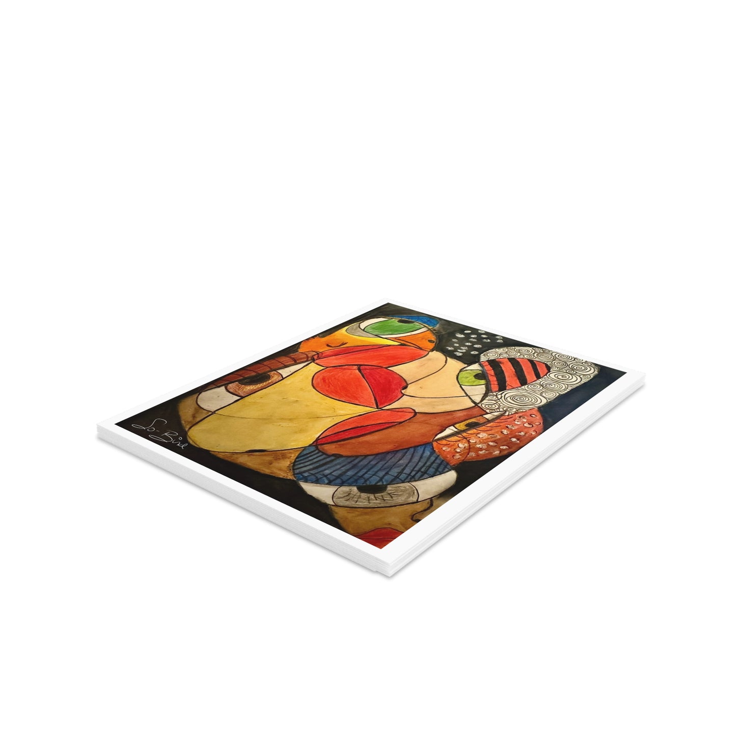 The Greeting Card Set - 'We' Thing Friends in Recovery BLANK by Printify features a colorful abstract design with bold shapes—perfect for sending thoughtful notes or friendship cards.
