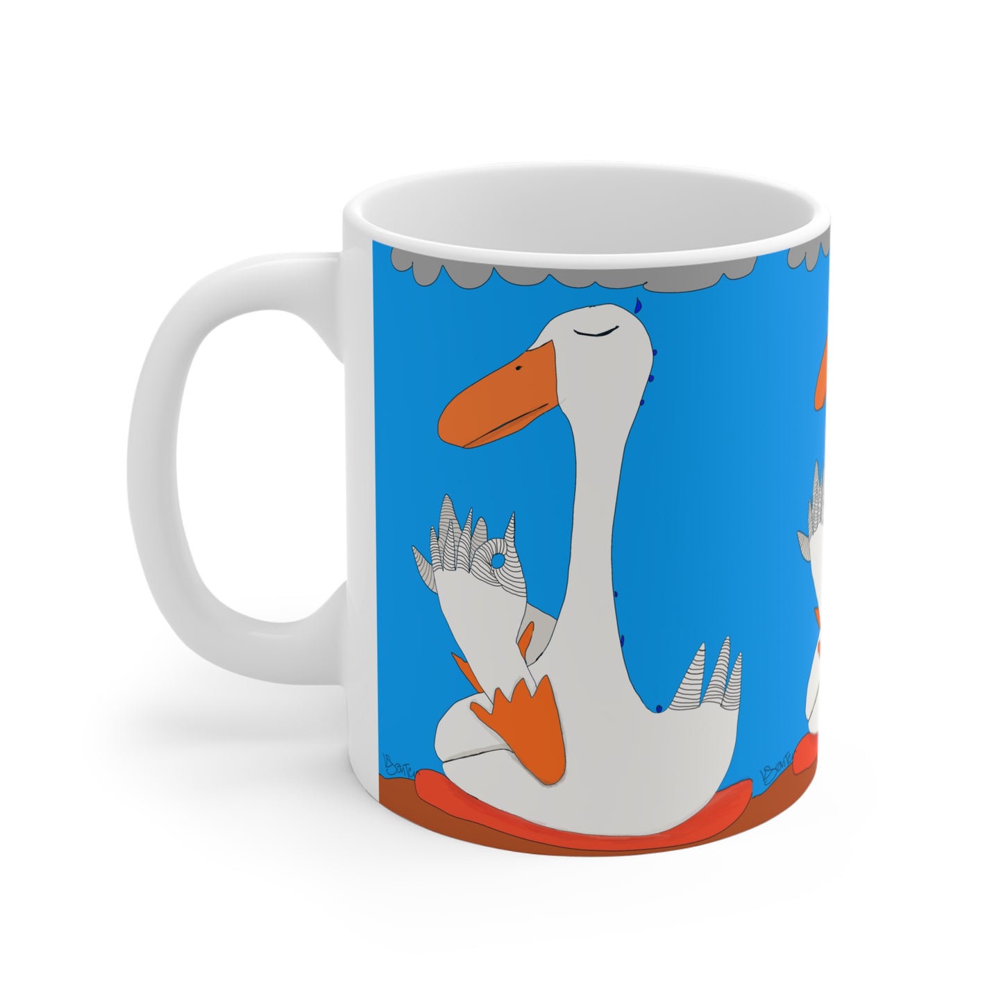 Mug 11oz Meditation Coffee Mug with Duck Feathers - Sobriety Gift