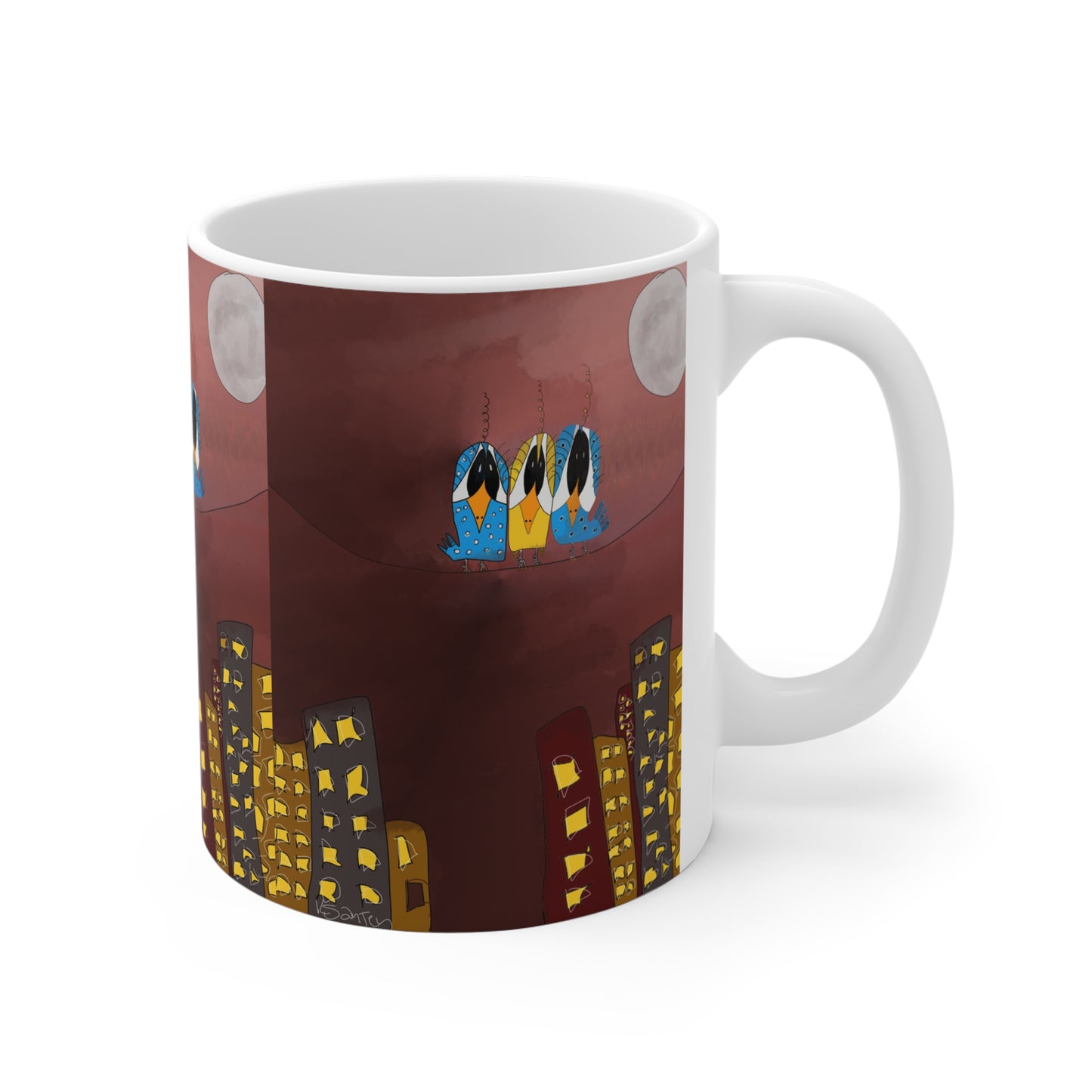 Mug 11oz - Stuck in the middle with you and 3 birds on a wire, Sobriety gifts