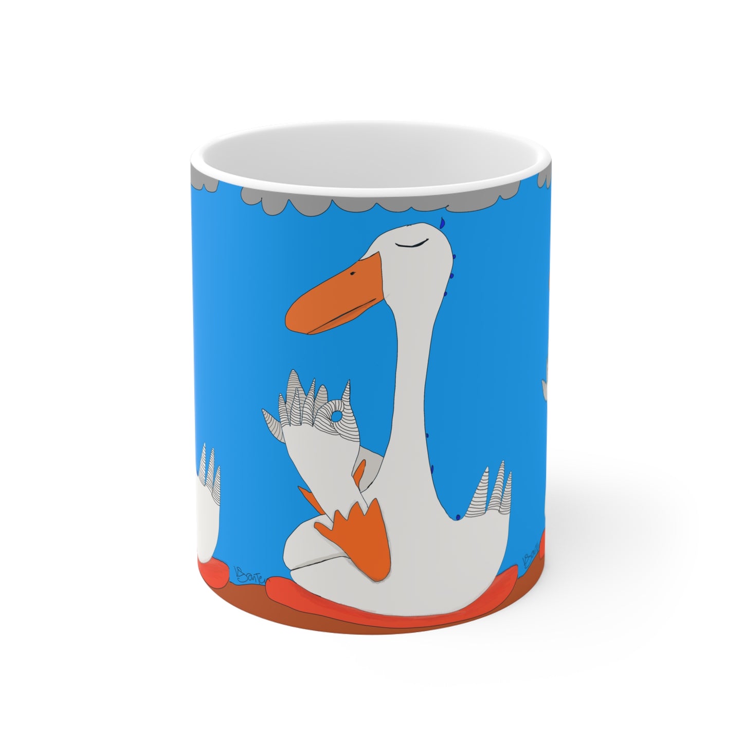 Mug 11oz Meditation Coffee Mug with Duck Feathers - Sobriety Gift