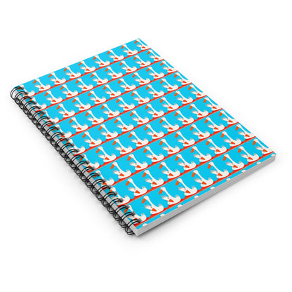 The Many Ducks Spiraled Notebook by Printify features a durable cover with a playful duck pattern and contains ruled line paper for organized note-taking.