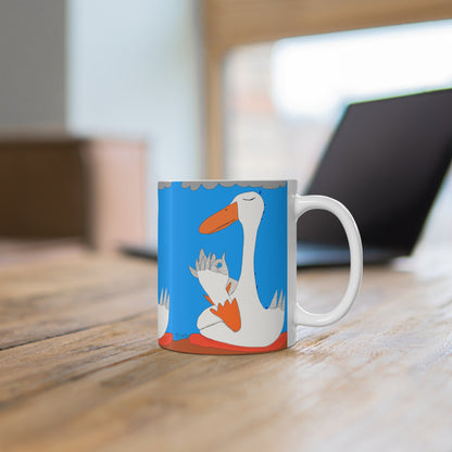 Mug 11oz Meditation Coffee Mug with Duck Feathers - Sobriety Gift