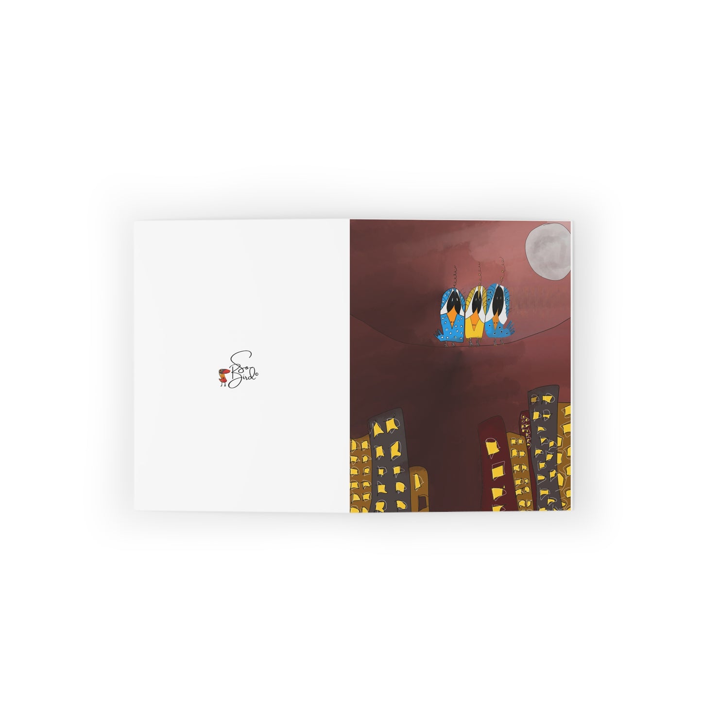 Greeting Cards Set - Three Birds On A Wire -1, 8, 16, and 24 pcs
