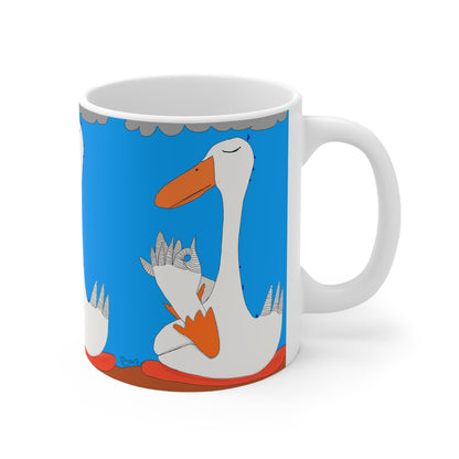 Mug 11oz Meditation Coffee Mug with Duck Feathers - Sobriety Gift