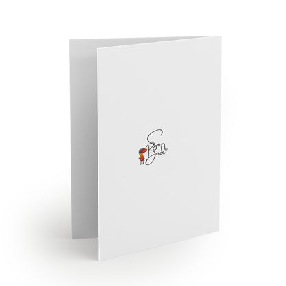 The Greeting Cards Recovery Celebration by Printify features a white card slightly open, with a person waving and "Good Luck" handwritten—perfect for recovery wishes or celebrating milestones.