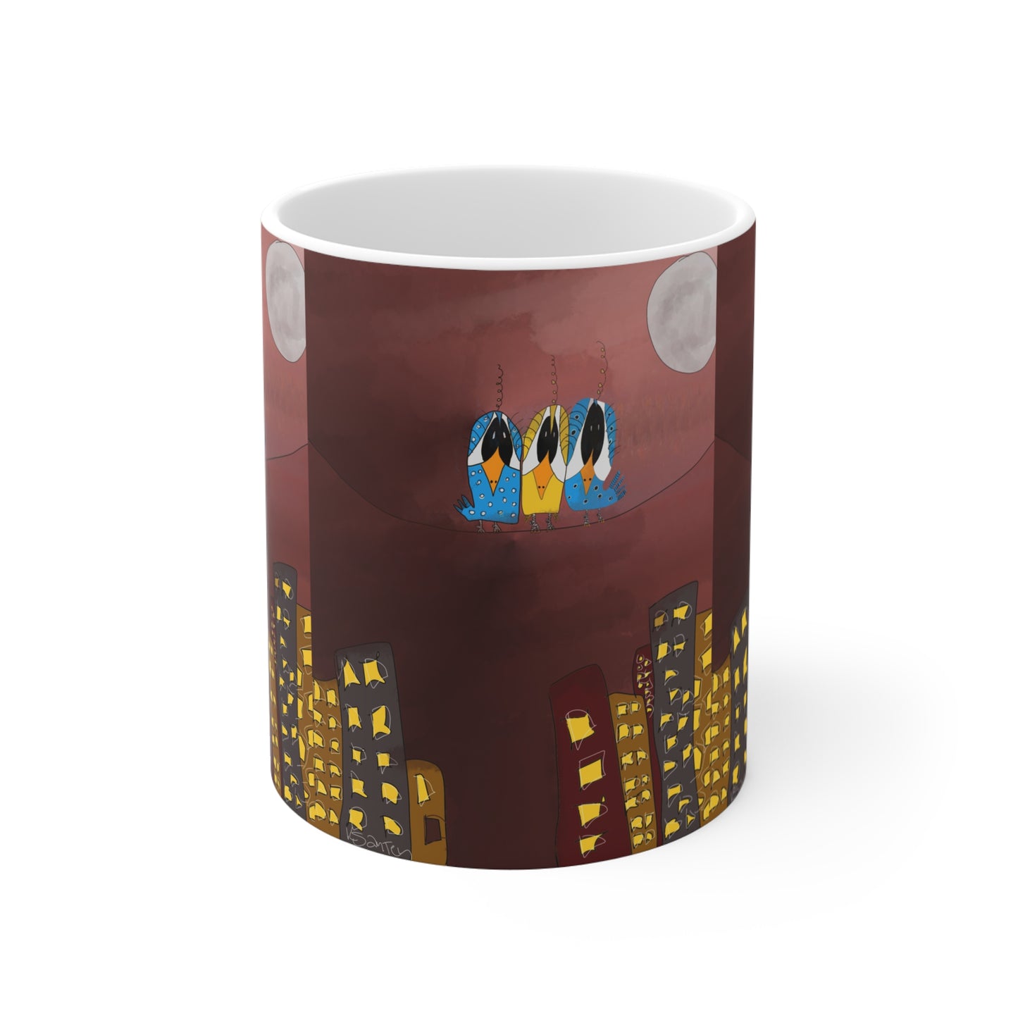 Mug 11oz - Stuck in the middle with you and 3 birds on a wire, Sobriety gifts